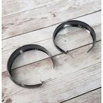 Large Dark Gray Metallic Hoops for Pierced Ears Photo 2