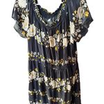 Old Navy  Floral Short Sleeve Smocked Dark Gray Dress XL Photo 2