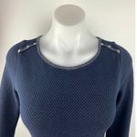 Promod Blue Waffle Knit Rib Trim Crewneck 3/4 Sleeve Career Office Shift Dress M Size M Photo 2