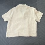 Quince  Women's European Linen Short Sleeve Shirt Top Large‎ Beige Tan Button Up Photo 2