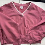 PINK - Victoria's Secret  V Neck Pullover Sweatshirt Cropped‎ Comfy L Photo 0