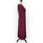 Eliza J  Pleated A-Line Midi Dress Women's 6 Burgundy Keyhole Cutout Long Sleeves Photo 5