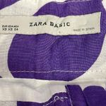 ZARA Basic Purple & White Print Above the Knee Zip Front Skirt with Tie Belt XS Photo 7