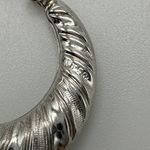 Sterling Silver Puffy Twist Scalloped Shrimp Hoops Textured 7/8 Inch Photo 5