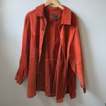 Ashley Stewart Orange suede patchwork button-up shirt jacket shaker with a relaxed fit 🔥 Photo 2
