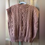POL  V-Neck Cable Knit Sweater Vest - Brown Photo 1