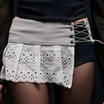 Zemeta Doily Eyelet Belt Micro Mini Skirt White Size XS Photo 1