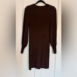 Banana Republic  Puff Sleeve Ribbed Sweater Midi Dress Chocolate Brown Size M P Photo 7