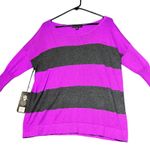 Rock & Republic Glittery Sweater Womens Small Purple Grey Striped Long Sleeve Photo 1