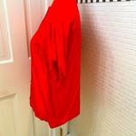 Kenar  tomato red 💯 rayon short sleeve blouse. Shoulder pads. Size Small. Photo 4