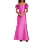 Badgley Mischka Mikado Mermaid Gown Off-Shoulder Pinwheel Flowers pink size 4 Photo 13