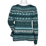 Free People  Through the Storm‎ Sweater Sea Blue Fair Isle Knit Long Sleeve Photo 2