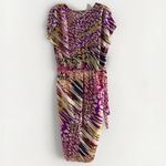 Charlie Jade Silk Slip Dress‎ Midi  Beach  Purple Animal Resort Artsy  Medium Photo 3