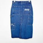 Obey NWOT Women's Juniper Embroidered Denim Midi Skirt 27 Photo 7