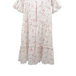 Anthropologie byTiMO Cotton Slub Midi Dress Floral Print Lace Button Down Cottagecore Small Photo 75