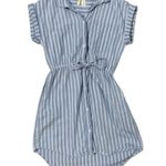 Japna  | 100% Cotton Beach Dress Blue Stripe with Pockets Tie Waist Size Small Photo 6