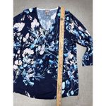 Chico's Chico’s Size 2 Tunic 3/4 Sleeve Floral Pullover Top Blue V Neck Rayon Sweater Photo 4