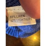 PPLA Shirt Women Small Blue Knit Linen Blend Fringe Stretch Henley Top Sheer Photo 9