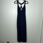 NBD Revolve  Night Fever Plunging Neckline Navy Blue Slit Maxi Dress Size S Photo 2