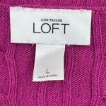 Ann Taylor LOFT sweater L pullover V neck cable knit rabbit hair blend fuchsia Photo 4