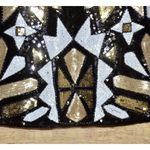 Main Strip NWT Full Sequin Black Gold Geometric Mini Skirt Size L Sexy Night Out Photo 1