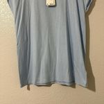 Michael Kors Blue Cap Sleeve T Shirt Top Gold Chain Shoulders Sz M Medium NWT Photo 1