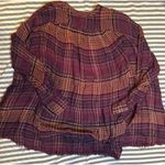 Free People Burgundy Plaid Gauze Button Up Shirt Tunic Top Women's Medium Photo 5