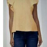 joe's jeans Joe’s Jeans Gauze Flutter Sleeve Mock Neck Top Apricot Yellow Size S Photo 1