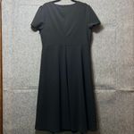 SheIn  Curve Black Pleated Midi‎ Dress Ruched V-Neck Short Sleeve Plus Size 1XL Photo 6