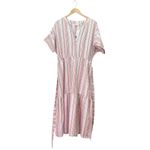 Gap NWT Linen Blend Striped Midi Dress Belted V-Neck Short Sleeve Size 14 Tall Photo 4