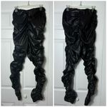 Pretty Little Thing Black Faux Leather Coated Ruched Leggings Size 12 Large Photo 5