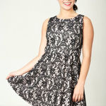 Heart soul ‎ Lace Fit & Flare Party Dress Sleeveless Black Beige M Photo 0