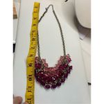 Rose pink and violet crystal layered beaded bib necklace statement necklace Photo 7