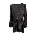 WAYF NEW Carrie Long Sleeve Sequin Minidress Small Black Party Sparkle Photo 3