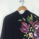Free People NWT  Gemma Black Floral Mini Dress Small Open Back Long Sleeve Tunic Photo 3