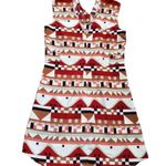 Viva Vena! Dress Women XS Geometric Halter Short Sleeve Open Back Collared EUC Photo 1