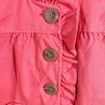 J.Crew  Ruffle Jacket Cropped 3/4 Sleeve Button Front Coral Pink Size 6 Statement Photo 5