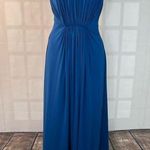 Ranna Gill blue sleeveless draped jersey gown with crystal embellishment size sm Photo 0