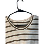 Madewell White Brown Striped Short Sleeve Tie Knot Front T-Shirt Women Sz M Photo 2