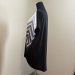 Chico's  Women’s 3 Black and White Diamond Pattern Blouse Chic Asymmetrical Hem Photo 5