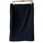 Ralph Lauren LRL Jean Skirt Women Size 4 Leather Trim Full Zip Knee Length Photo 1