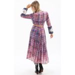 Aratta Silent Journey Boho Plaid Purple Pink Wrap Dress Size XS Photo 3