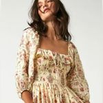 Free People Ethereal Oasis Printed Midi Dress Ivory Large Bohemian Cottage Photo 6