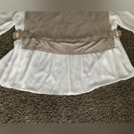 COCOMO Woman 2X Taupe/White Layered Blouse w/ Buckled Vest Overlay Tan Photo 3