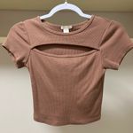 Bozzolo  Mauve Ribbed Cutout Crop Top Photo 0
