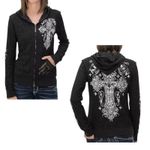 Affliction  Versailles Reversible Sweatshirt Black Skull Women's Small NEW - READ Photo 4