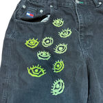 Tommy Hilfiger Baggy Black Mom Jeans Cropped SIZE 30 Rework Embroidered 3rd Eye Photo 2