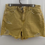 Jonathan Simkhai Distressed Yellow Jean Shorts Tan Size 30 Photo 0