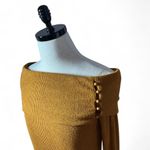 Off Shoulder Long Sleeve Ribbed Knit Top With Button Detail Photo 2