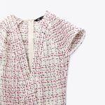 ZARA  Textured Weave Tweed Dress With Ruffles Photo 2